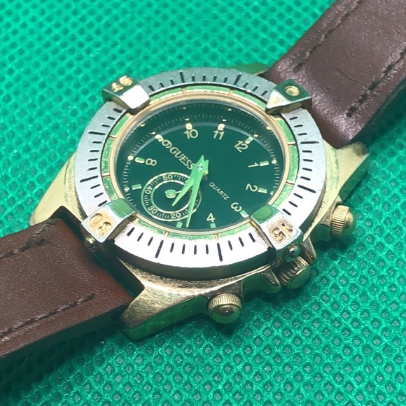 Ladies Guess Watch- green dial, gold/silver tone - Picture 9 of 12